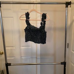 Green polka dot tank crop top